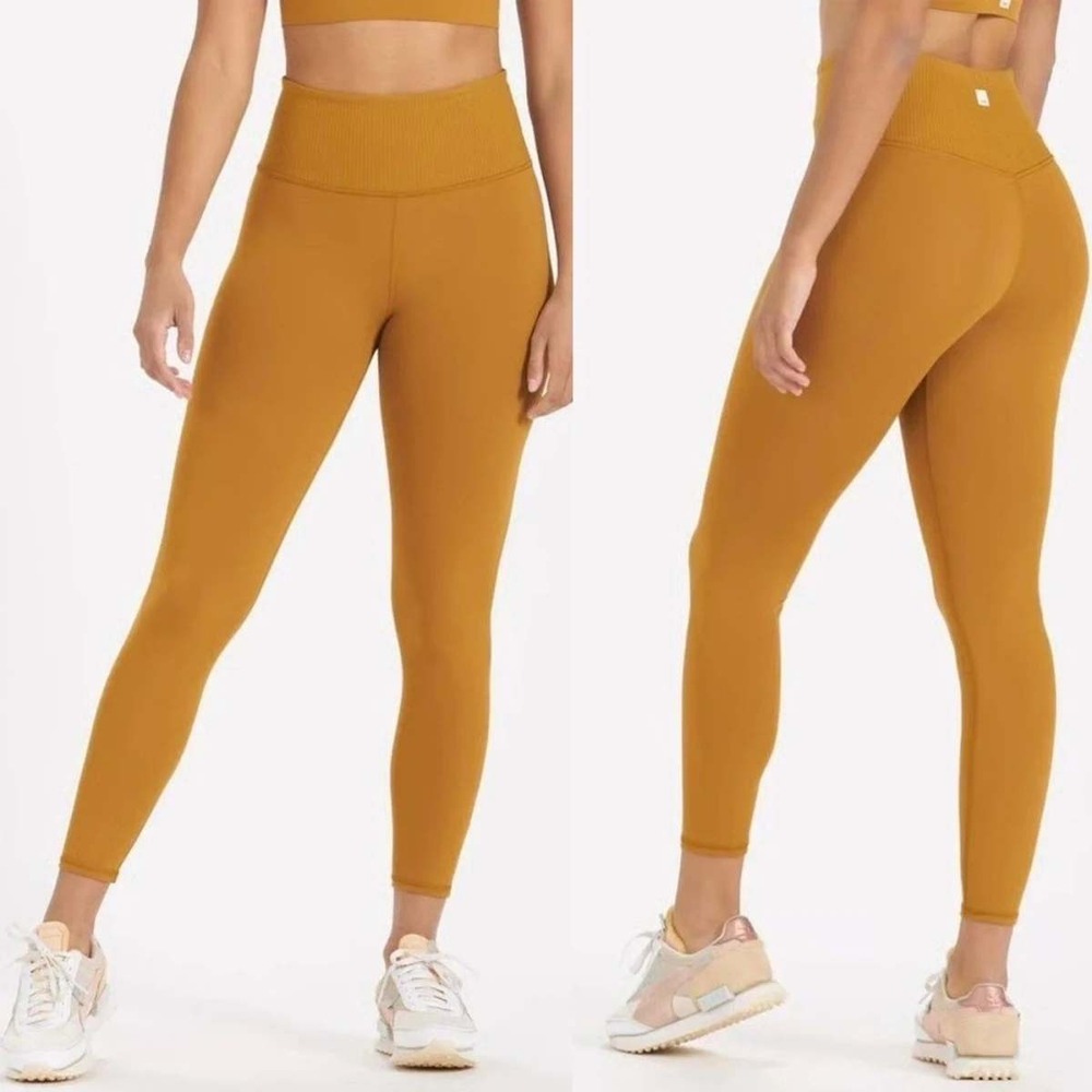 Vuori Rib Studio Leggings Womens XS Ginger Brown High Rise Ribbed Yoga VW428